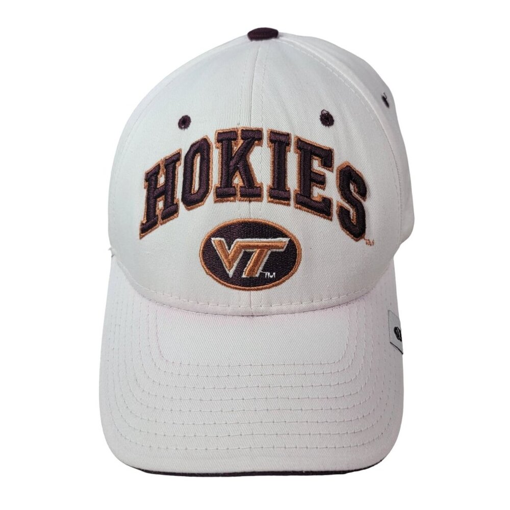 Virginia Tech Hokies Hat Cap White One Size Embroidered Hook Loop Cotton READ